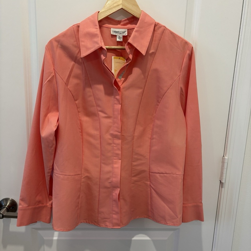 Coldwater Creek | Readywear Button Down Shaped Cotton Peachy Shirt Size PL NWT